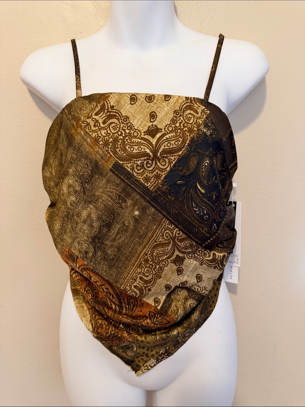 Live 4 Truth Paisley Bandana-Style Cowl Tank in Brown and Gold